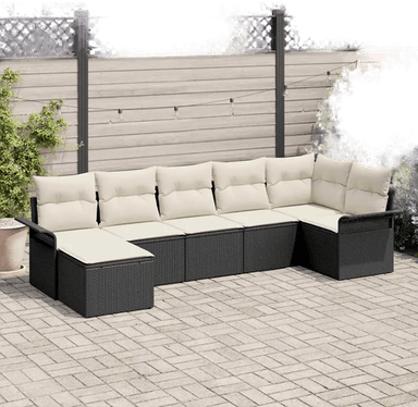 Vidaxl Hagesofa Set 7 pcs Svart