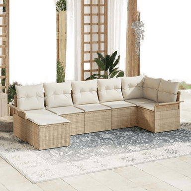 Vidaxl Hagesofa Set 7 pcs Beige