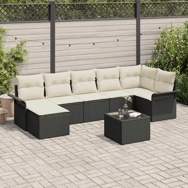 Vidaxl Hagesofa Set 8 pcs Svart