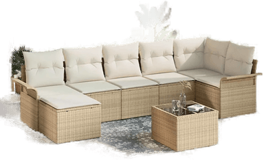 Vidaxl Hagesofa Set 8 pcs Beige