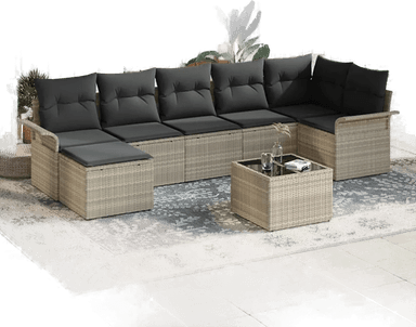 Vidaxl Hagesofa Set 8 pcs Lysegrå