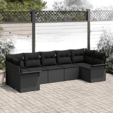 Vidaxl Hagesofa Set 7 pcs Svart