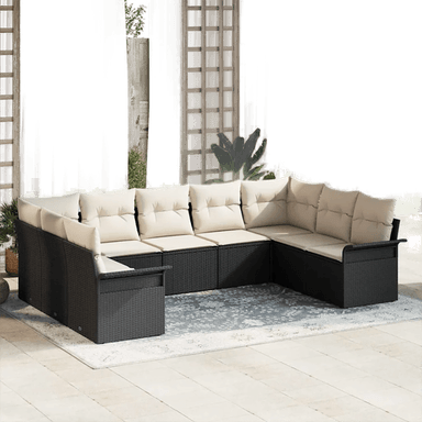 Vidaxl Hagesofa Set 9 pcs Svart