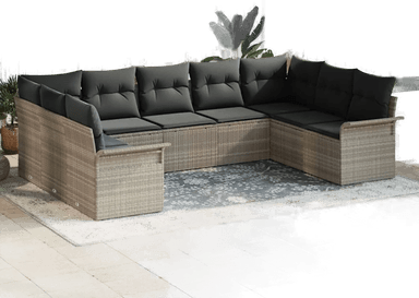 Vidaxl Hagesofa Set 9 pcs Lysegrå