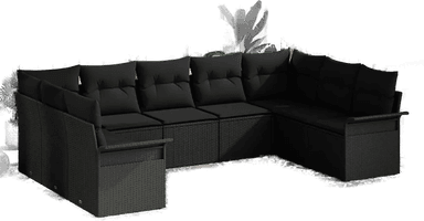 Vidaxl Hagesofa Set 9 pcs Svart