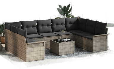 Vidaxl Hagesofa Set 10 pcs Svart