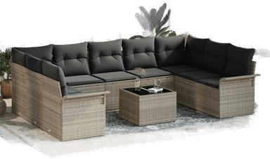 Vidaxl Hagesofa Set 10 pcs Grå
