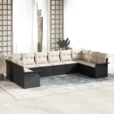 Vidaxl Hagesofa Set 10 pcs Svart