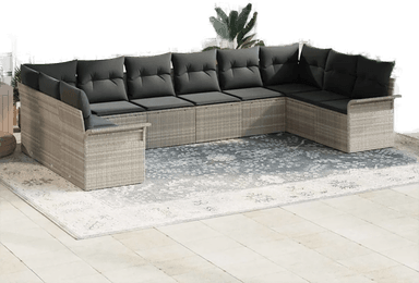 Vidaxl Hagesofa Set 10 pcs Lysegrå