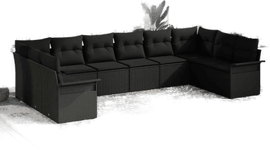 Vidaxl Hagesofa Set 10 pcs Svart