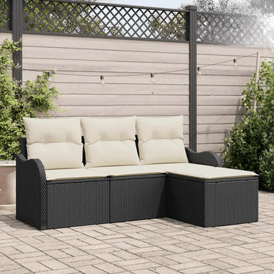 Vidaxl Hagesofa Set 4 pcs Svart