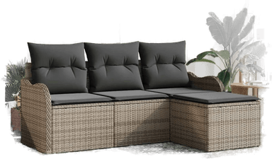 Vidaxl Hagesofa Set 4 pcs Grå