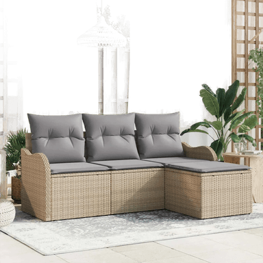 Vidaxl Hagesofa Set 4 pcs Beige