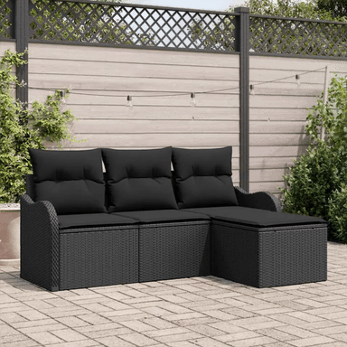 Vidaxl Hagesofa Set 4 pcs Svart