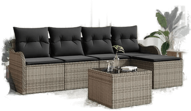 Vidaxl Hagesofa Set 6 pcs Svart