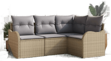 Vidaxl Hagesofa Set 4 pcs Beige