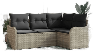 Vidaxl Hagesofa Set 4 pcs Lysegrå
