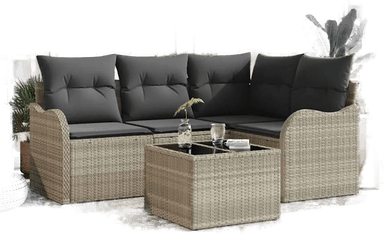 Vidaxl Hagesofa Set 5 pcs Grå