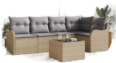 Vidaxl Hagesofa Set 6 pcs Beige