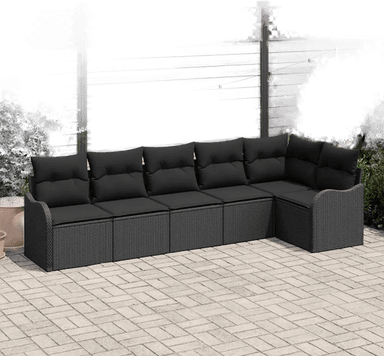 Vidaxl Hagesofa Set 6 pcs Svart