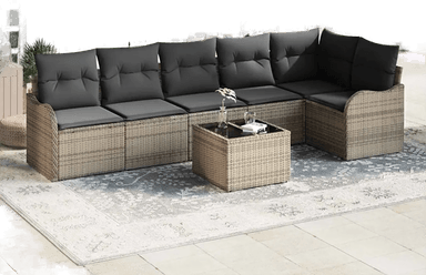 Vidaxl Hagesofa Set 7 pcs Svart