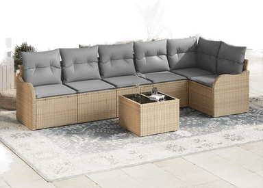 Vidaxl Hagesofa Set 7 pcs Svart