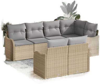 Vidaxl Hagesofa Set 7 pcs Beige