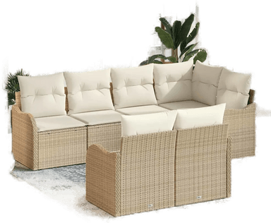 Vidaxl Hagesofa Set 7 pcs Beige