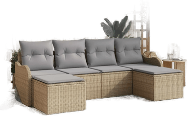 Vidaxl Hagesofa Set 6 pcs beige og lysegrå
