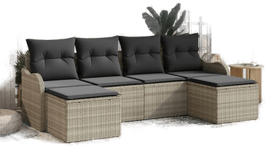 Vidaxl Hagesofa Set 6 pcs Lysegrå