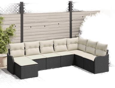 Vidaxl Hagesofa Set 8 pcs Svart og hvit