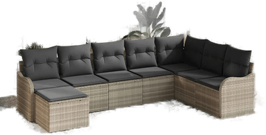 Vidaxl Hagesofa Set 8 pcs Lysegrå