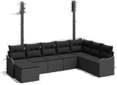 Vidaxl Hagesofa Set 8 pcs Svart