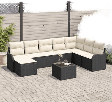 Vidaxl Hagesofa Set 9 pcs Svart og hvit