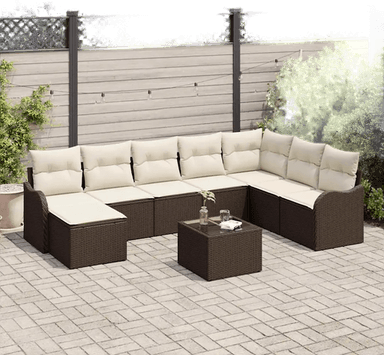 Vidaxl Hagesofa Set 9 pcs Brun og hvit