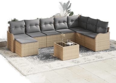Vidaxl Hagesofa Set 9 pcs beige og lysegrå