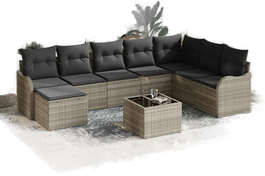 Vidaxl Hagesofa Set 9 pcs Lysegrå