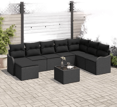 Vidaxl Hagesofa Set 9 pcs Svart