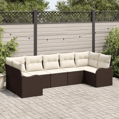 Vidaxl Hagesofa Set 7 pcs Brun og hvit