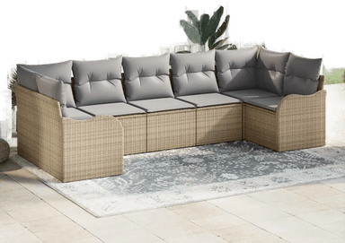 Vidaxl Hagesofa Set 7 pcs beige og lysegrå