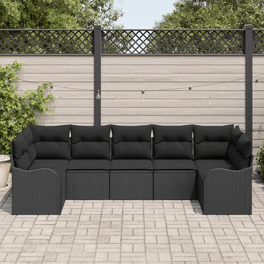 Vidaxl Hagesofa Set 7 pcs Svart