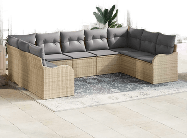 Vidaxl Hagesofa Set 9 pcs beige og lysegrå