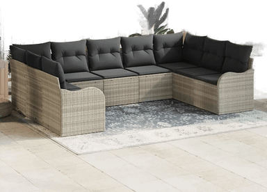 Vidaxl Hagesofa Set 9 pcs Lysegrå