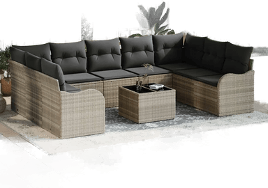 Vidaxl Hagesofa Set 10 pcs Lysegrå