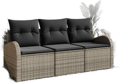 Vidaxl Hagesofa Set 3 pcs Grå