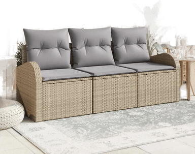 Vidaxl Hagesofa Set 3 pcs beige og lysegrå