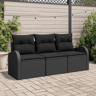 Vidaxl Hagesofa Set 3 pcs Svart