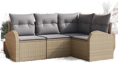 Vidaxl Hagesofa Set 4 pcs Beige og lys grå