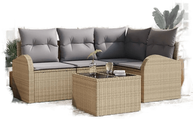 Vidaxl Hagesofa Set 5 pcs Beige og lys grå