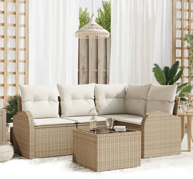 Vidaxl Hagesofa Set 5 pcs Beige Hvit